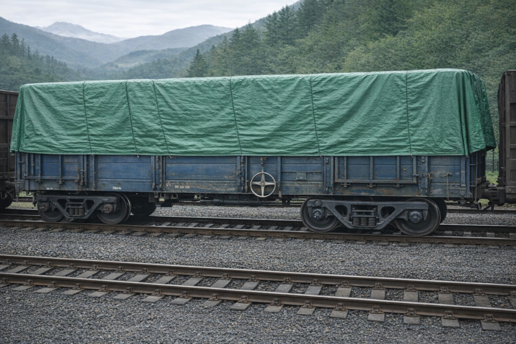 Railway Wagon Covering with durable tarpaulin for coal, clinker and fertilizer cargo transportation in India